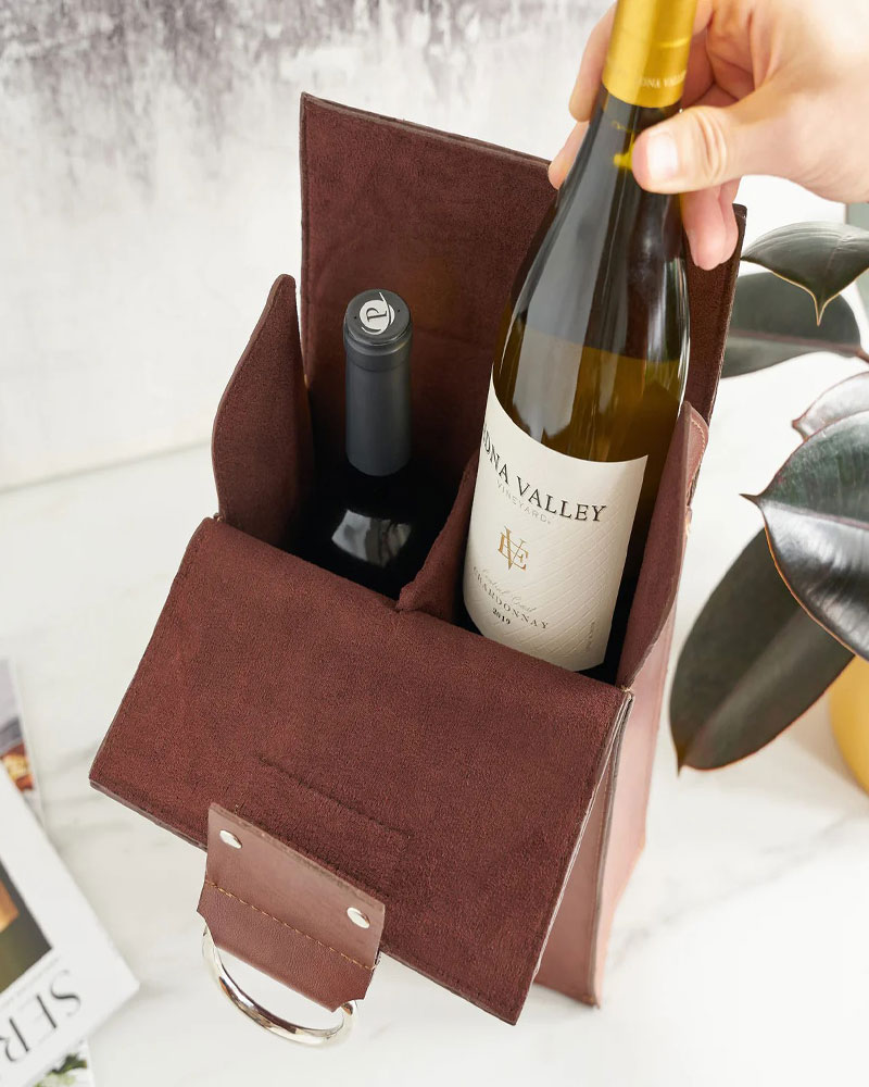 Brown Double-Bottle Wine Bag