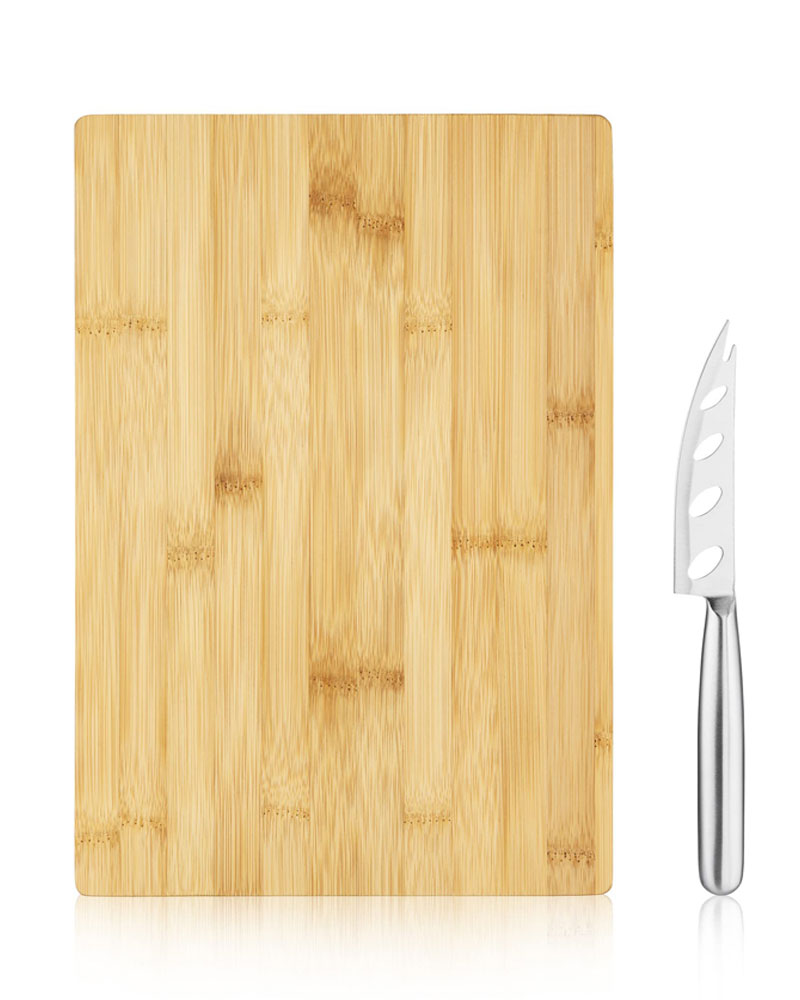 True Brands Bamboo Board & Stainless Steel Knife Set